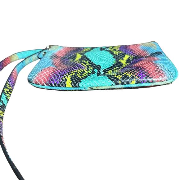 Elaine turner Leather crossbody bag turquoise python pink purple yellow - Picture 4 of 9